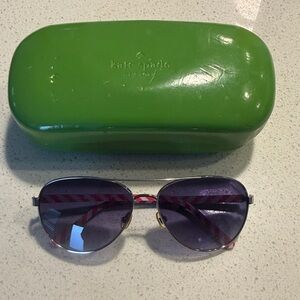 Kate Spade Silver Sunglasses and Green Case